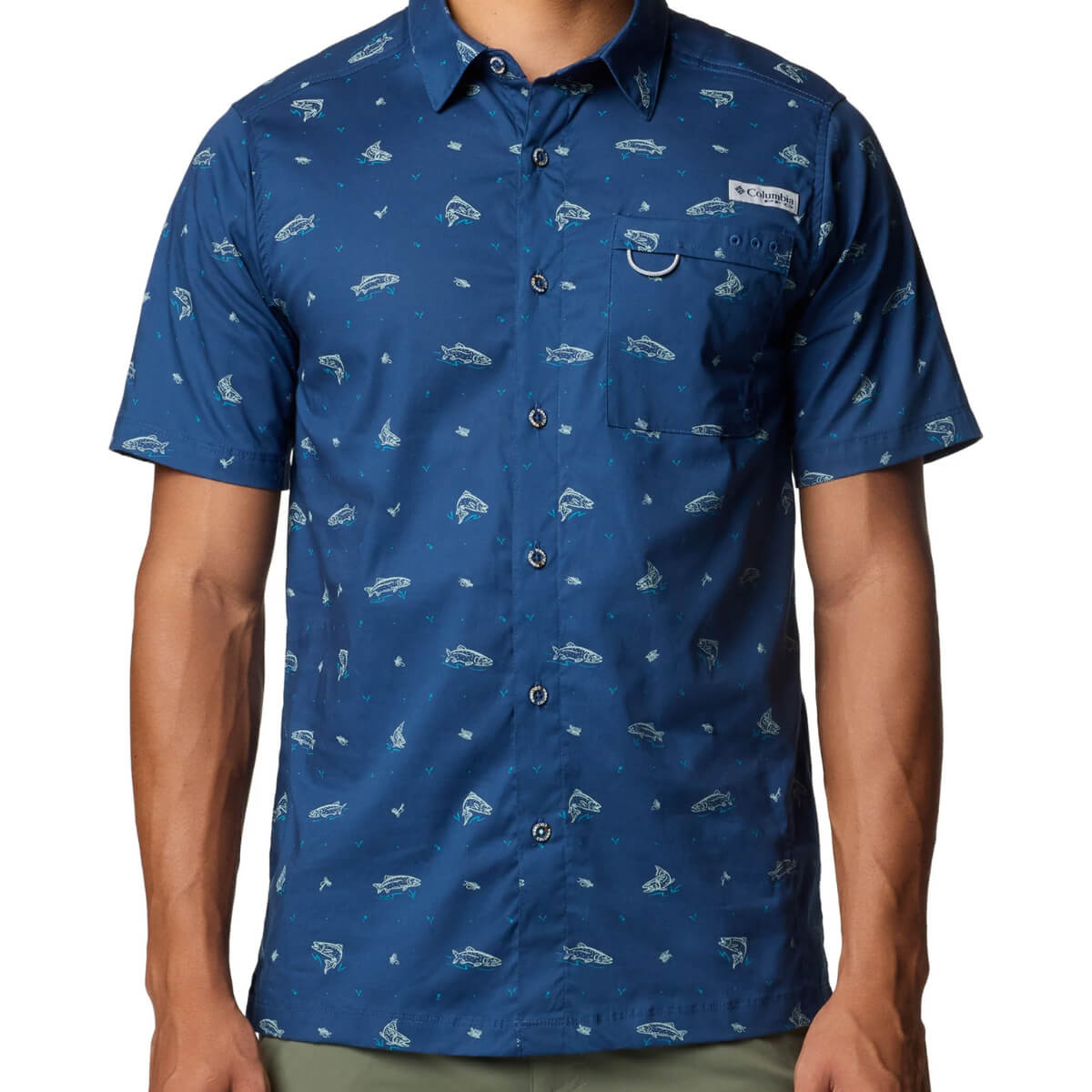 Chemise Columbia Boutonnée Pêche/corail - Taille M, Manches Courtes, Occasion Très Bon état