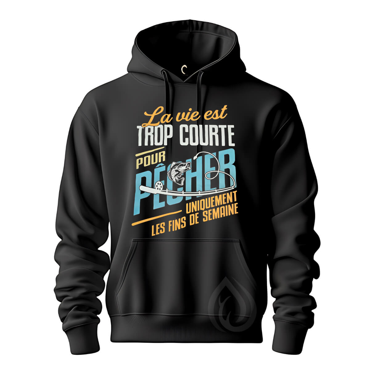 design-chasse-peche-hoodie-la-vie-est-trop-courte
