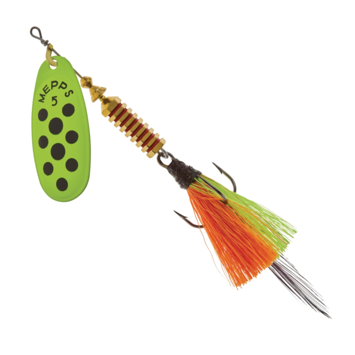 mepps-comet-long-tail-chartreuse-black-dot